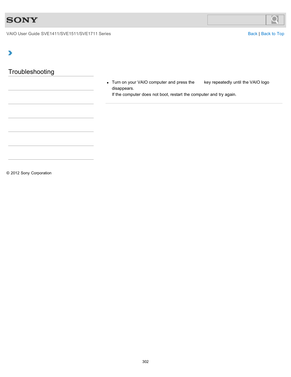 Drive, Troubleshooting | Sony SVE141190X User Manual | Page 302 / 367