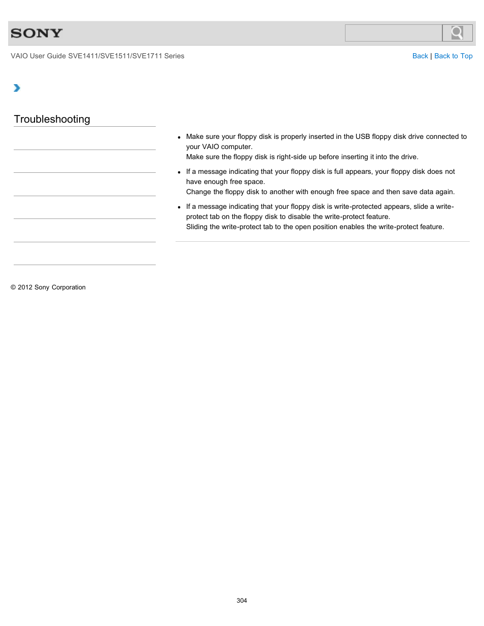 Troubleshooting | Sony SVE141190X User Manual | Page 304 / 367