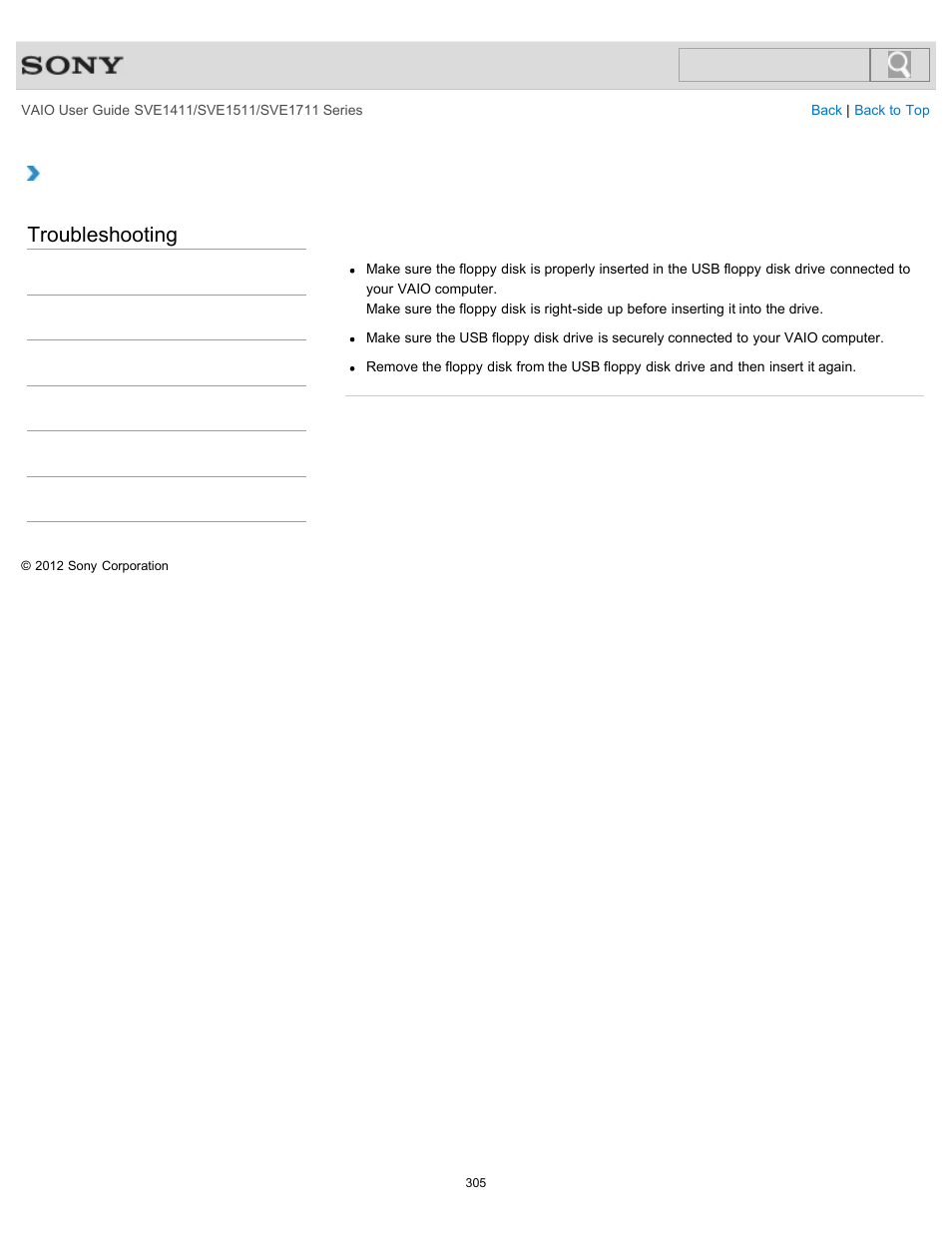 Troubleshooting | Sony SVE141190X User Manual | Page 305 / 367