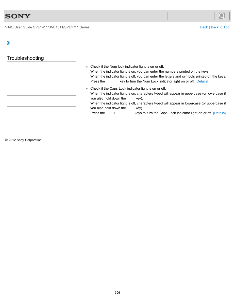Troubleshooting | Sony SVE141190X User Manual | Page 306 / 367
