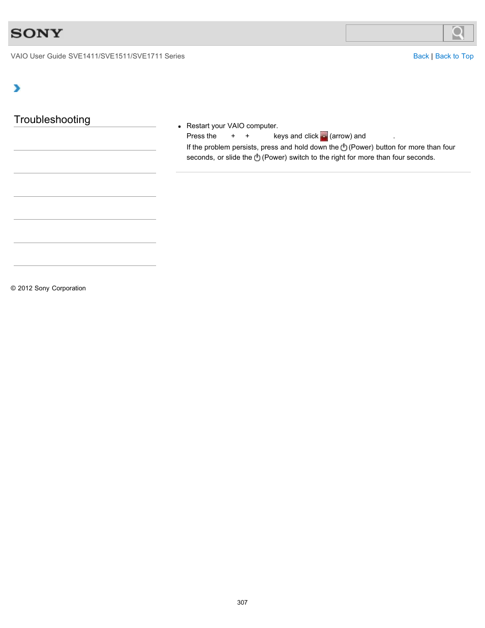 Troubleshooting | Sony SVE141190X User Manual | Page 307 / 367