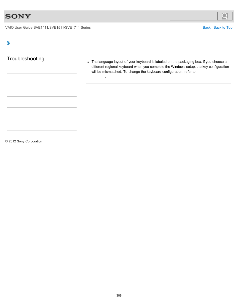 Troubleshooting | Sony SVE141190X User Manual | Page 308 / 367