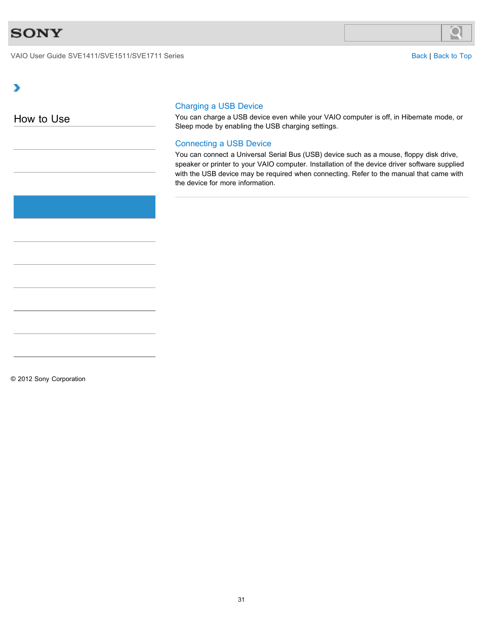 How to use | Sony SVE141190X User Manual | Page 31 / 367