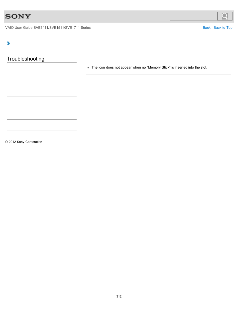 Troubleshooting | Sony SVE141190X User Manual | Page 312 / 367