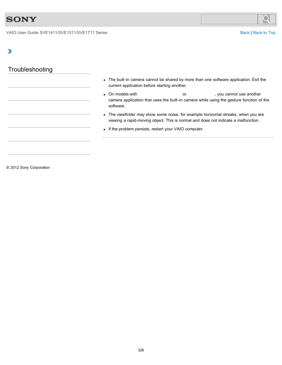 Troubleshooting | Sony SVE141190X User Manual | Page 326 / 367