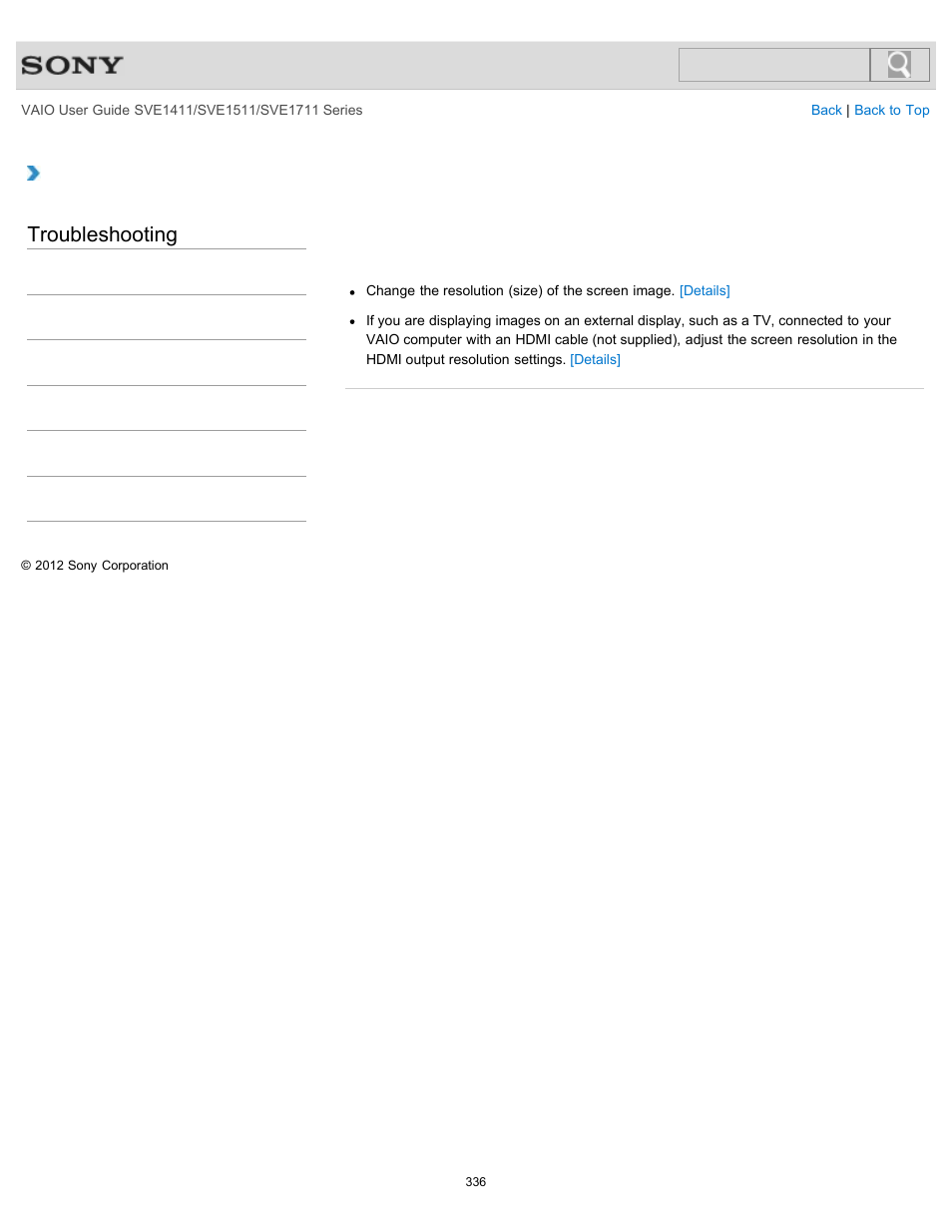 Display, Troubleshooting | Sony SVE141190X User Manual | Page 336 / 367