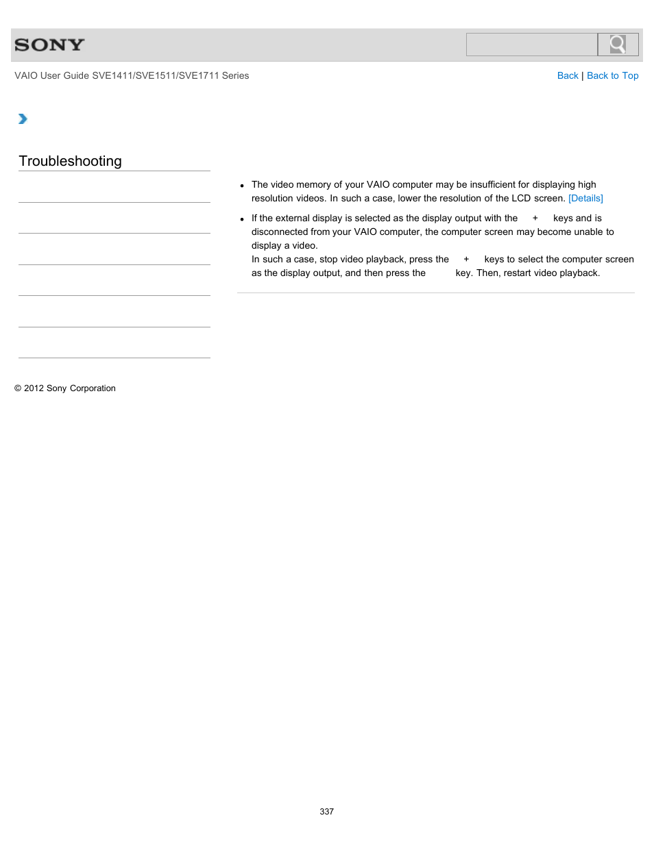 Troubleshooting | Sony SVE141190X User Manual | Page 337 / 367