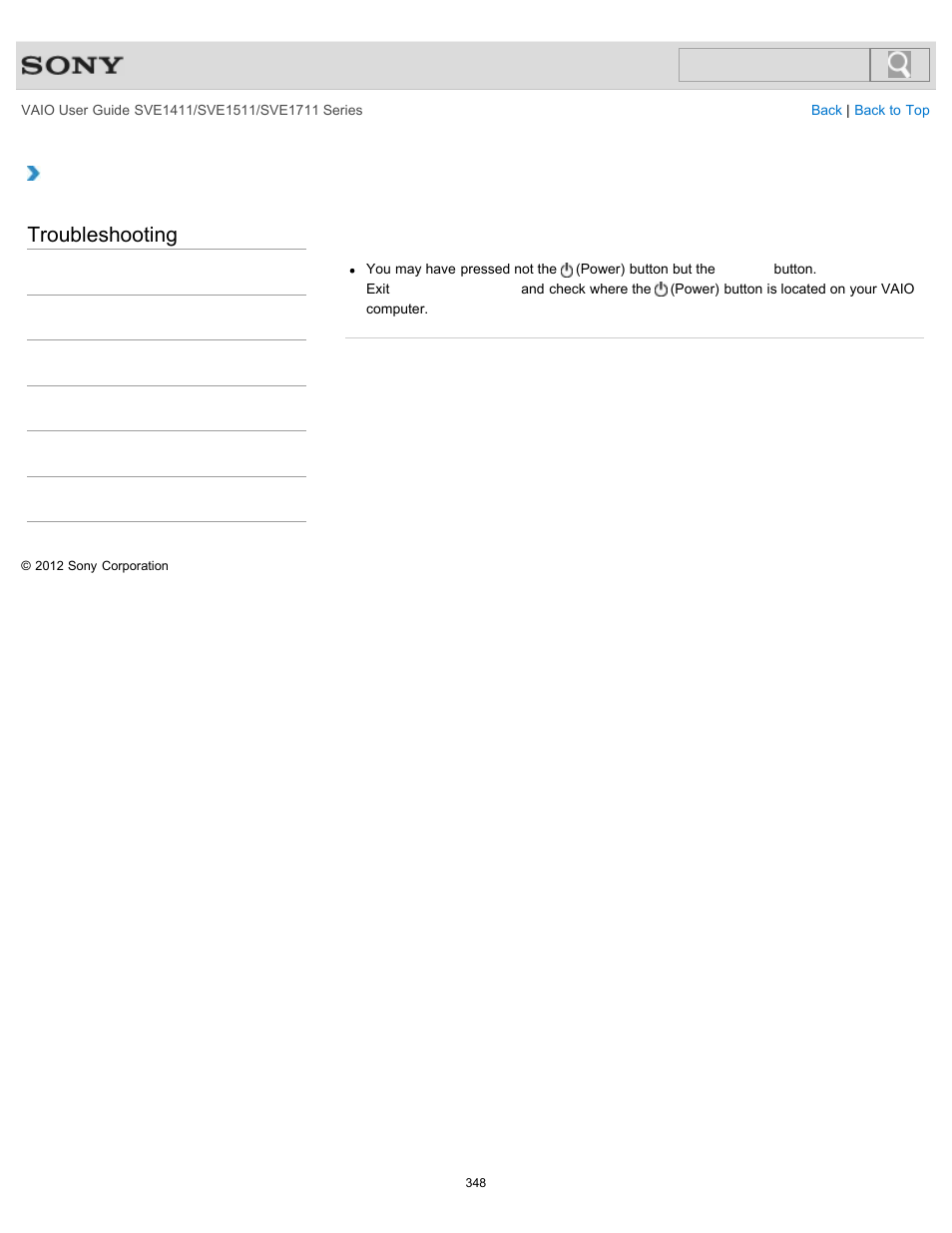 Computer, Troubleshooting | Sony SVE141190X User Manual | Page 348 / 367