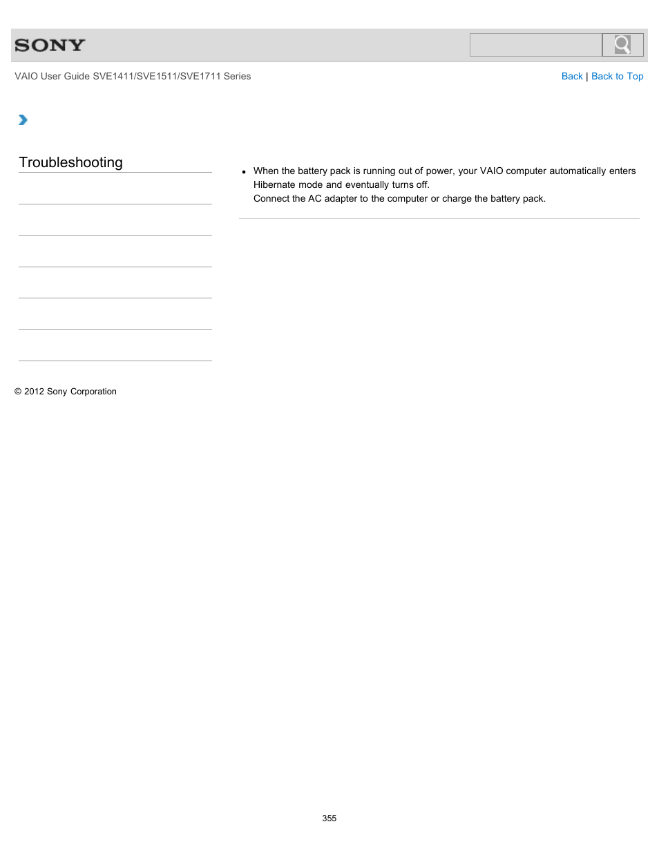 Why does my vaio computer automatically turn off, Troubleshooting | Sony SVE141190X User Manual | Page 355 / 367