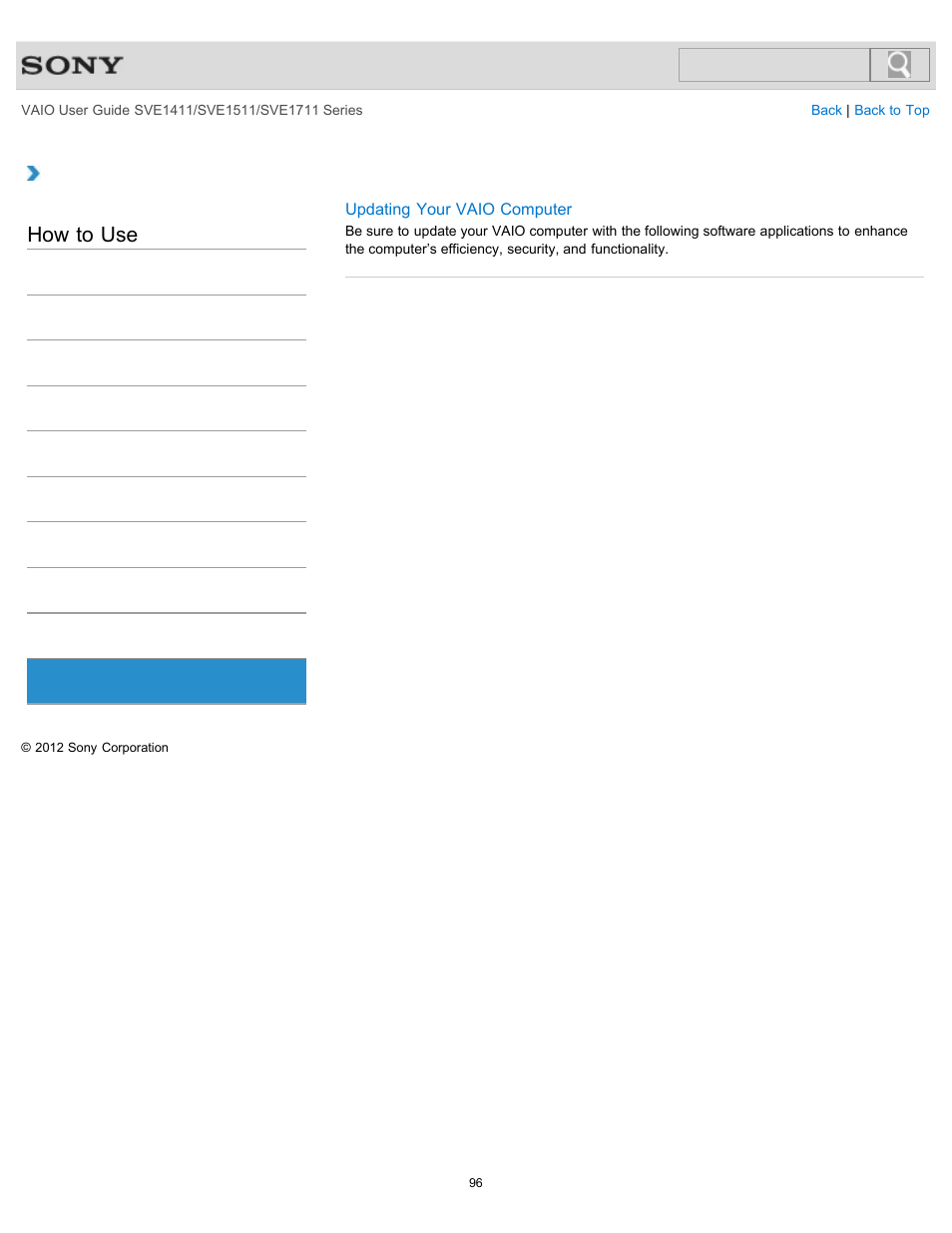 Security, How to use | Sony SVE141190X User Manual | Page 96 / 367