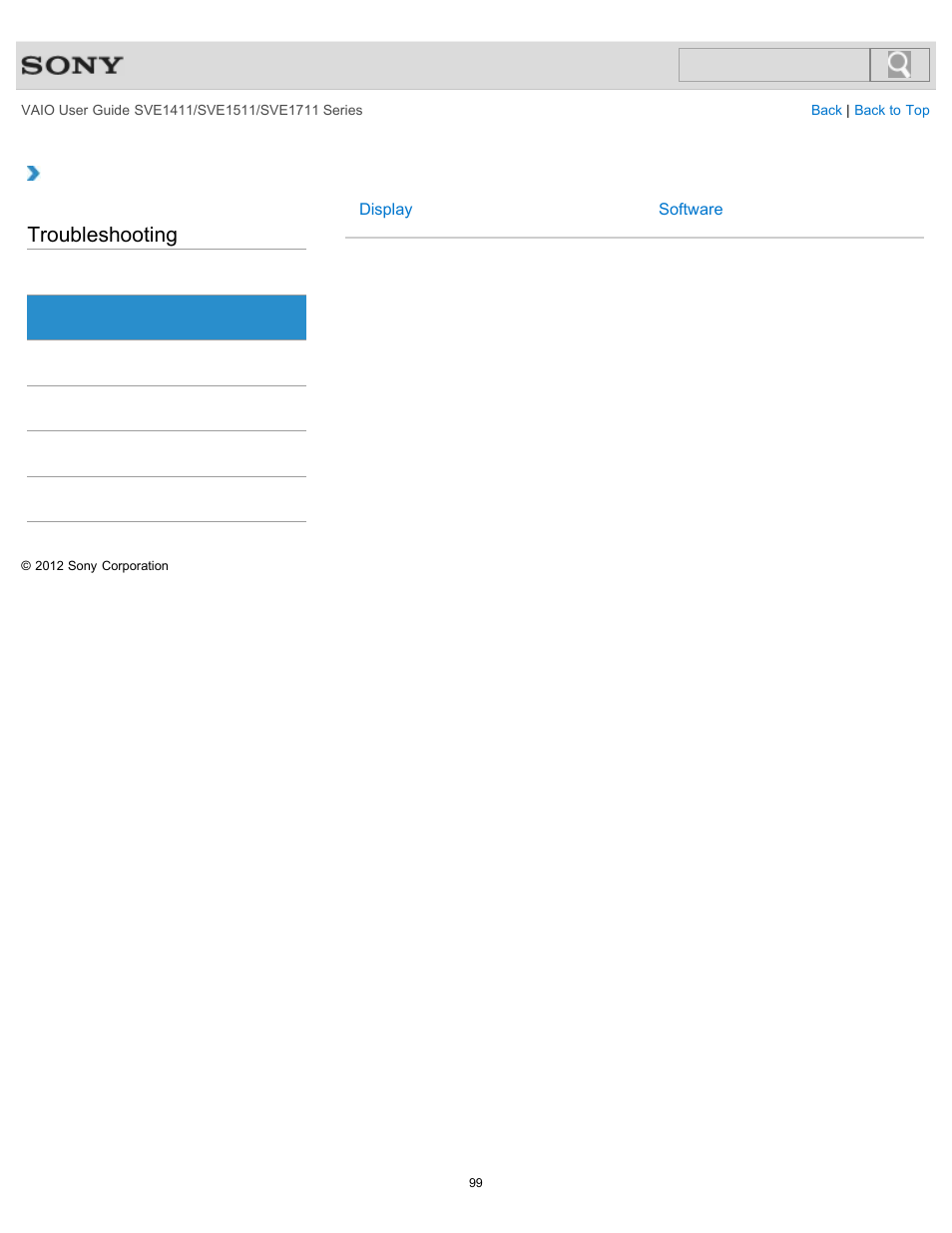 Software, Troubleshooting | Sony SVE141190X User Manual | Page 99 / 367