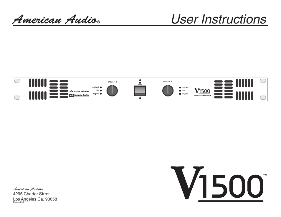 American Audio V1500 User Manual | 12 pages