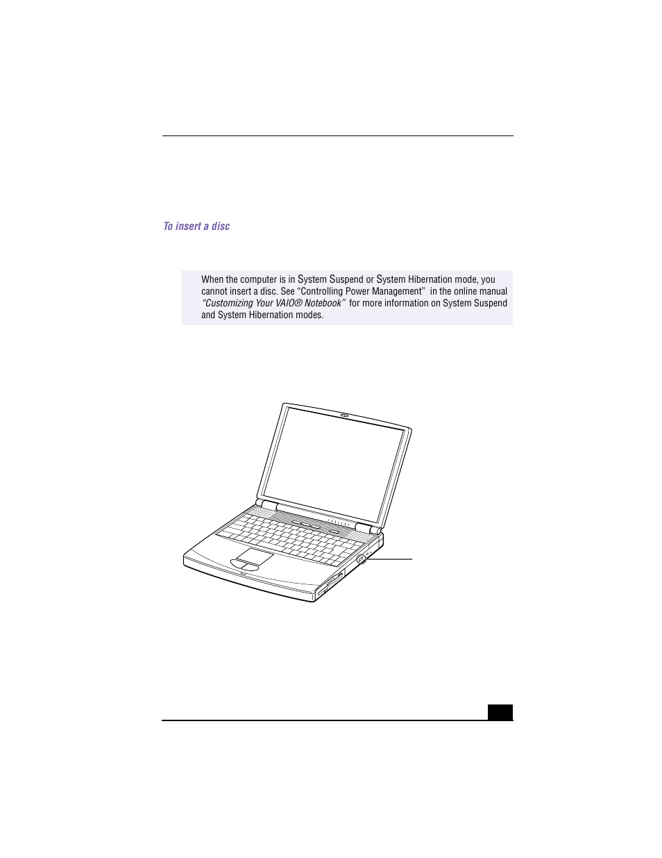 Using the dvd-rom drive, To insert a disc, 1 turn on the computer | 2 press the eject button to open the dvd-rom drive, Dvd eject | Sony PCG-F640 User Manual | Page 43 / 122