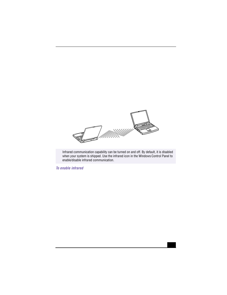 Using infrared communication devices, Connecting with infrared, To enable infrared | 3 click ok | Sony PCG-F640 User Manual | Page 51 / 122