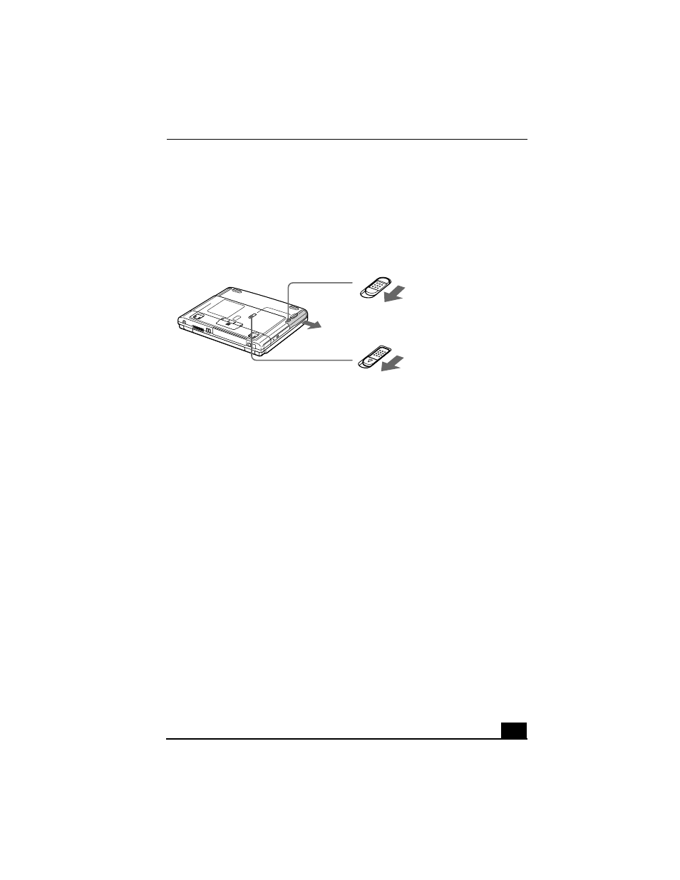 To remove the weight saver, Multipurpose bay release levers | Sony PCG-F640 User Manual | Page 57 / 122