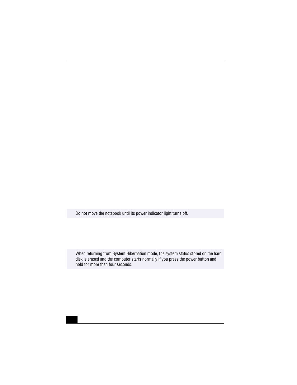 System suspend mode, To activate system suspend mode, To return to normal mode | System hibernation mode, To activate system hibernation mode | Sony PCG-F640 User Manual | Page 78 / 122
