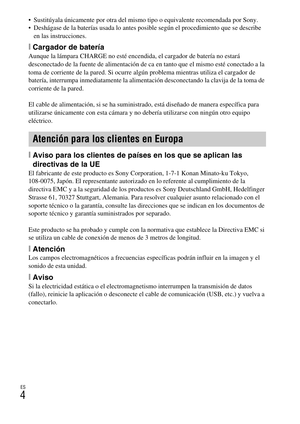 Atención para los clientes en europa | Sony DSC-W610 User Manual | Page 28 / 52