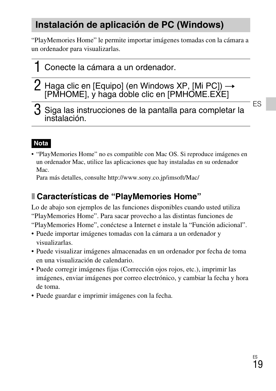 Instalación de aplicación de pc (windows) | Sony DSC-W610 User Manual | Page 43 / 52