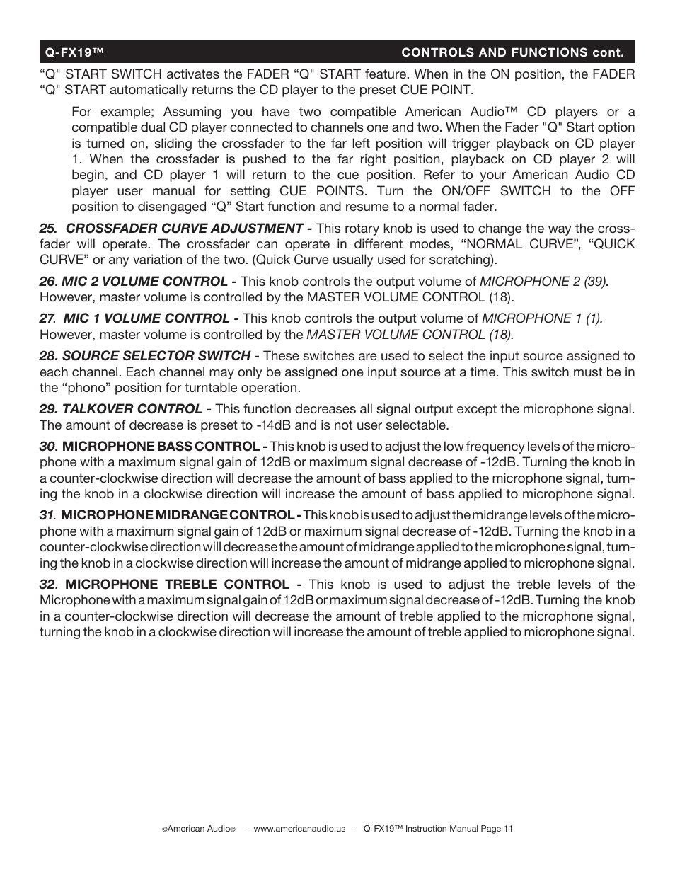 American Audio Q-FX19 User Manual | Page 11 / 24