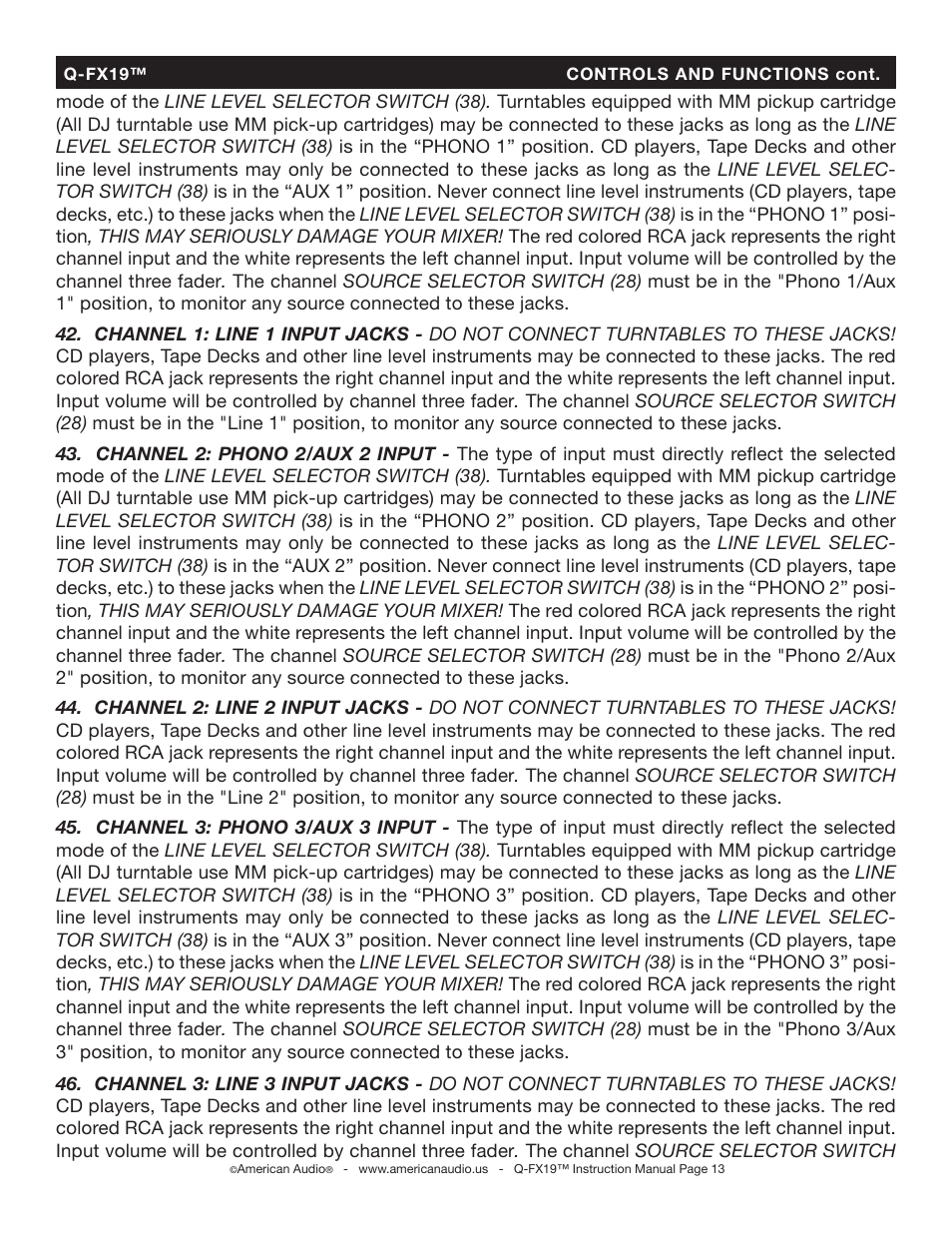 American Audio Q-FX19 User Manual | Page 13 / 24