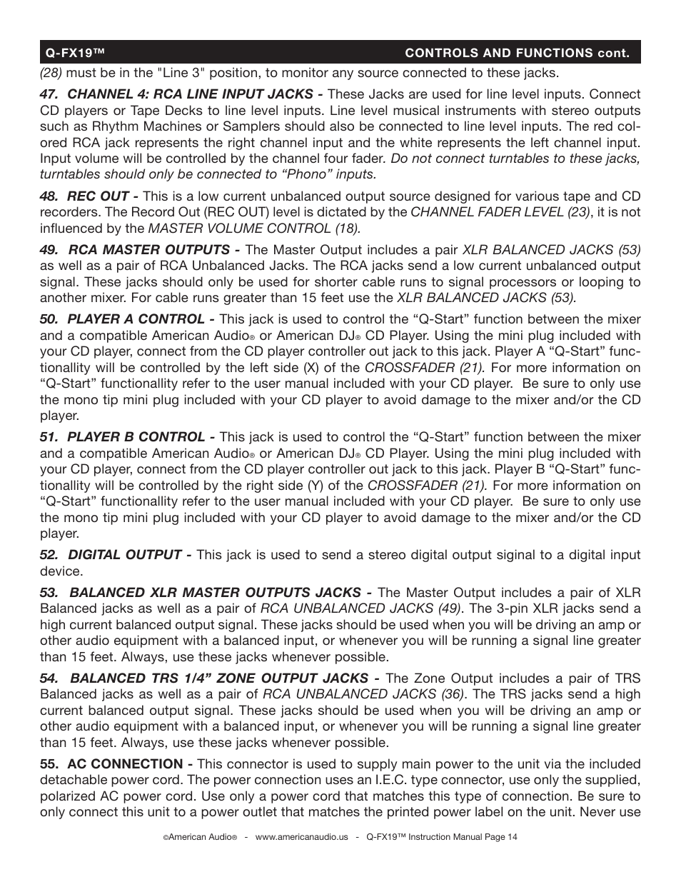 American Audio Q-FX19 User Manual | Page 14 / 24