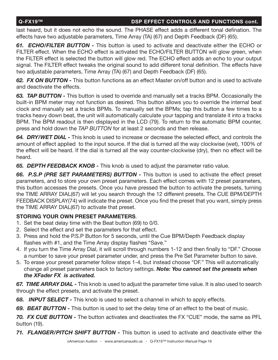 American Audio Q-FX19 User Manual | Page 16 / 24