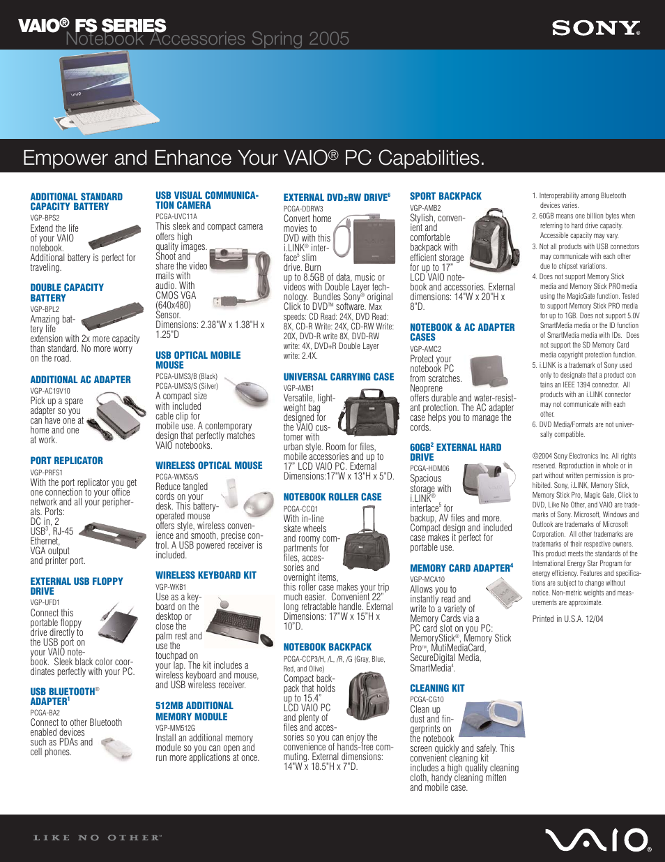 Sony VGN-FS500P User Manual | 1 page