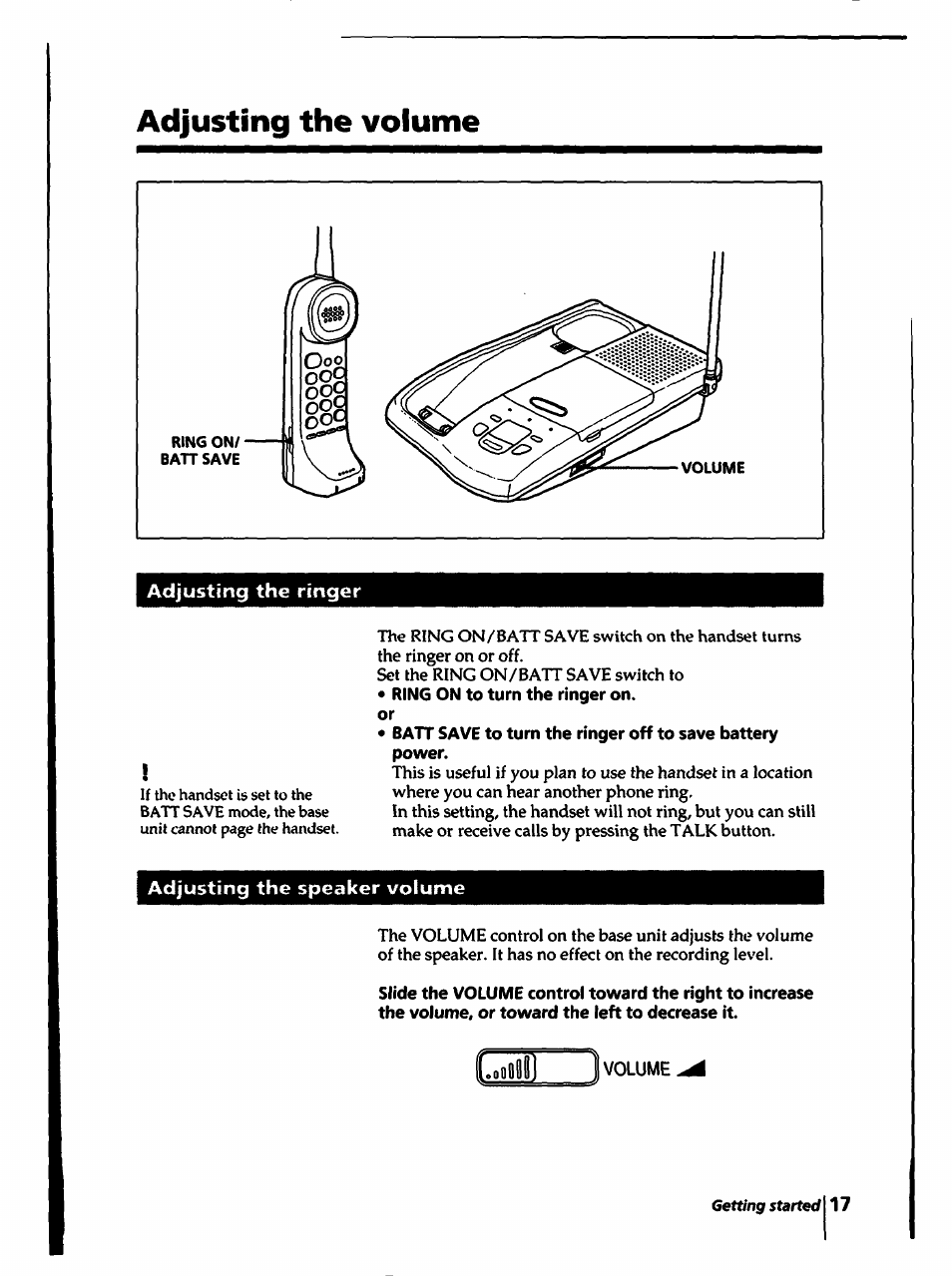 Adjusting the volume | Sony SPP-A450 User Manual | Page 17 / 86