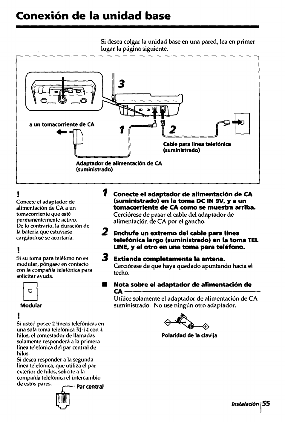 Conexión de la unidad base | Sony SPP-A450 User Manual | Page 55 / 86