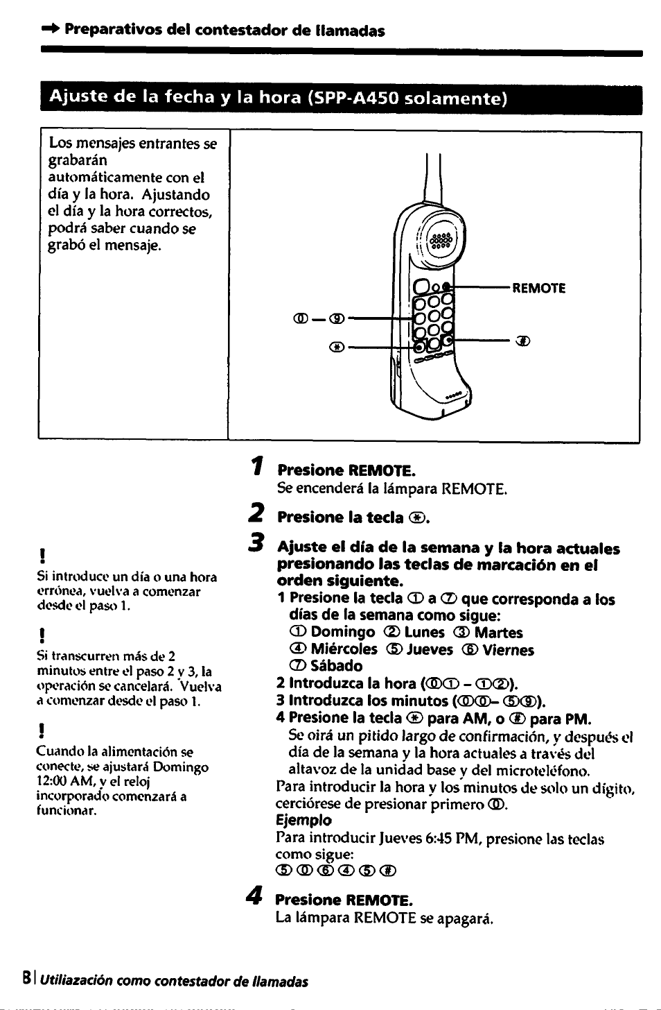 1 presione remote, 2 presione la tecla <d, 4 presione remote | Sony SPP-A450 User Manual | Page 68 / 86