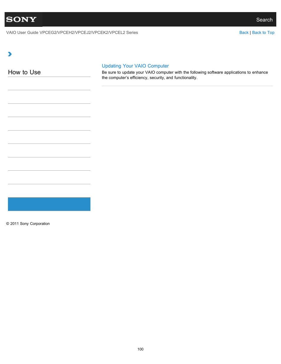 Security, How to use | Sony VPCEL2 Series User Manual | Page 100 / 360