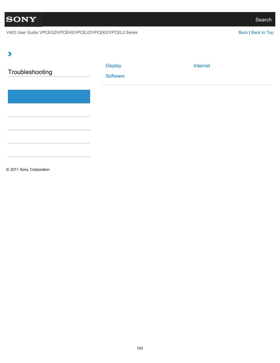 Software, Troubleshooting | Sony VPCEL2 Series User Manual | Page 103 / 360