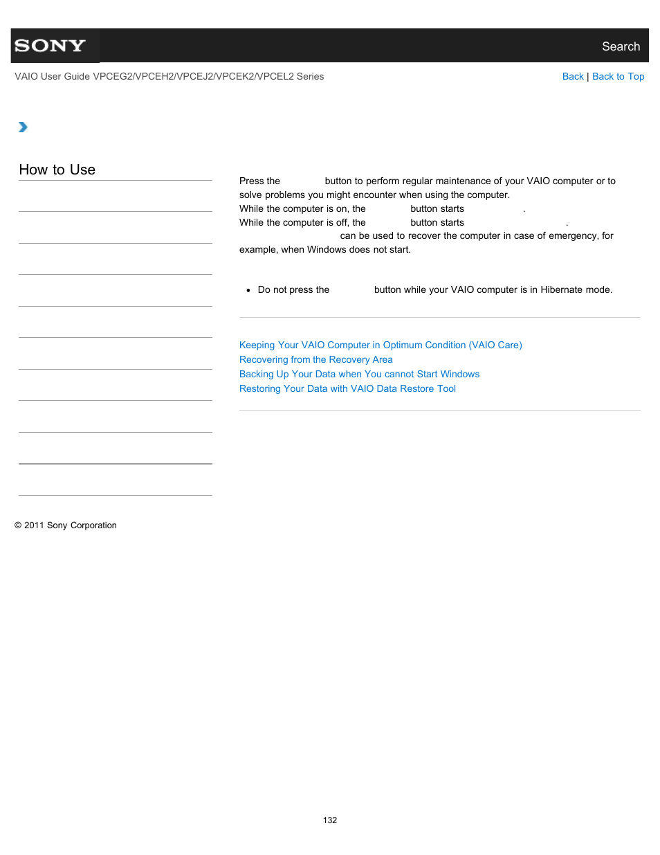 About the assist button, Details, How to use | Sony VPCEL2 Series User Manual | Page 132 / 360