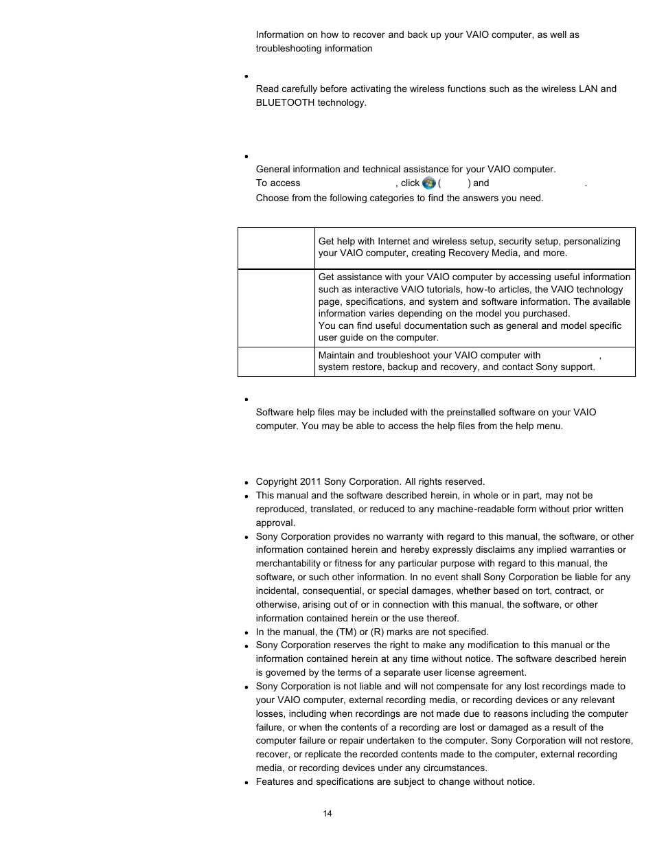 Sony VPCEL2 Series User Manual | Page 14 / 360