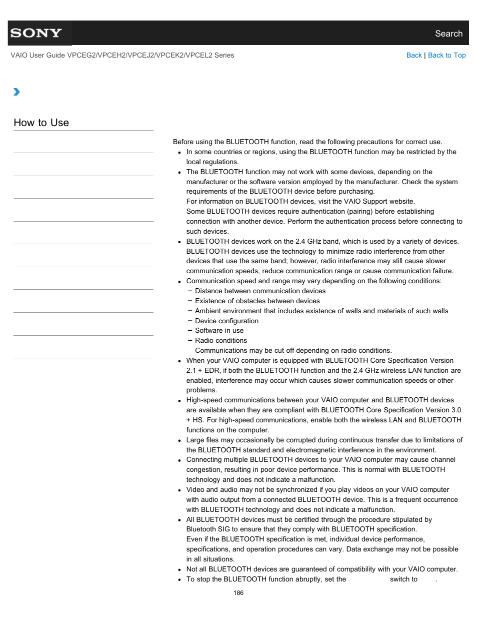 Models, How to use | Sony VPCEL2 Series User Manual | Page 186 / 360