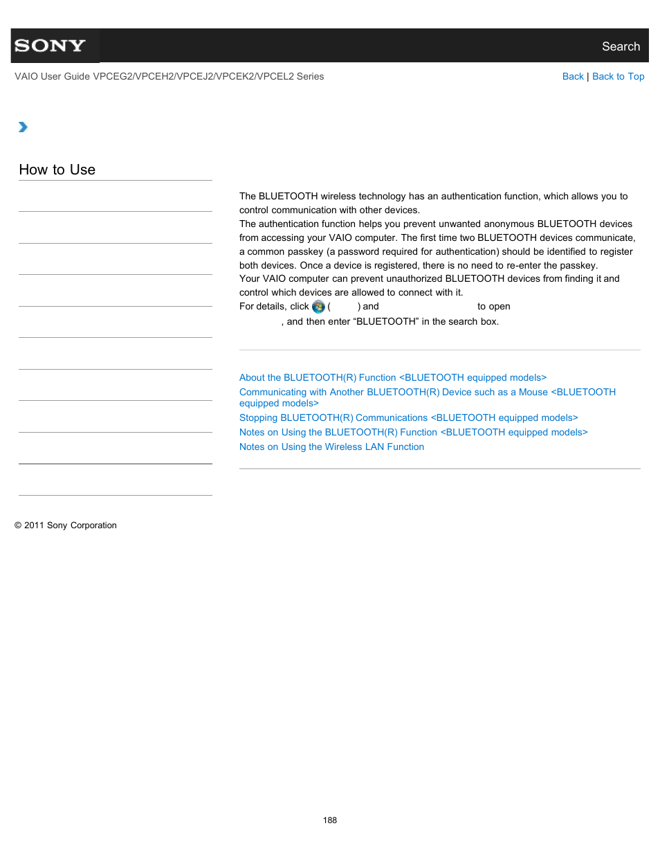 How to use | Sony VPCEL2 Series User Manual | Page 188 / 360