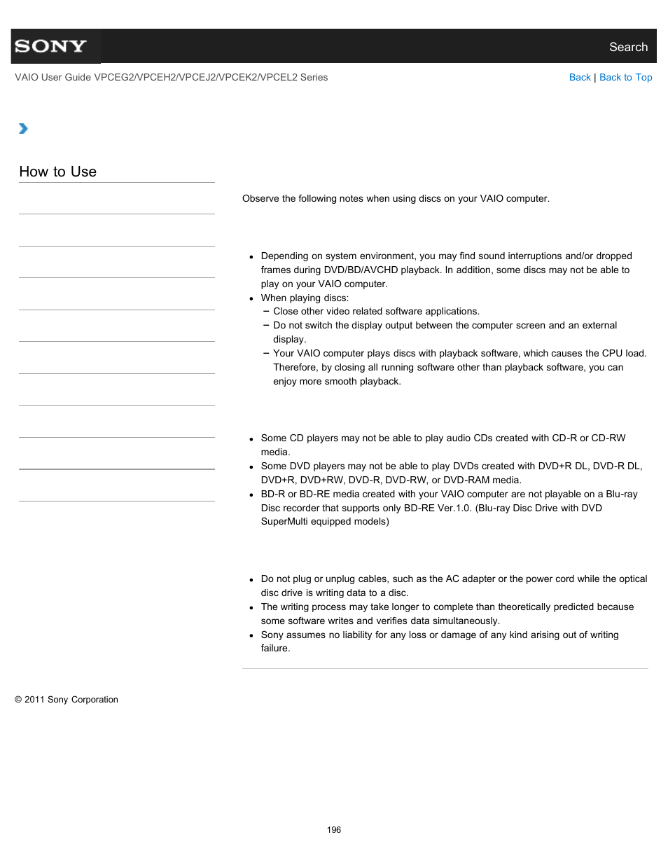 How to use | Sony VPCEL2 Series User Manual | Page 196 / 360