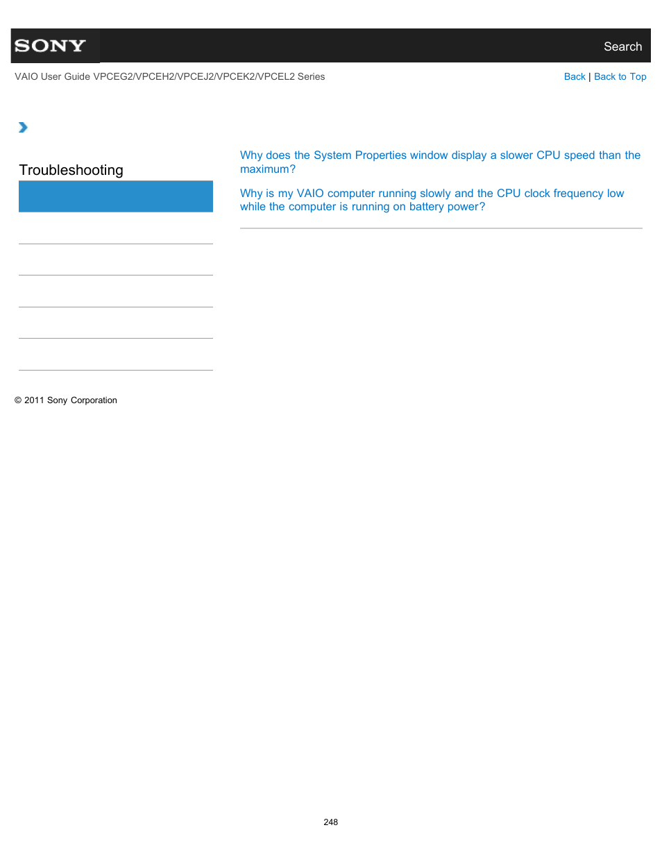 Computer, Troubleshooting | Sony VPCEL2 Series User Manual | Page 248 / 360