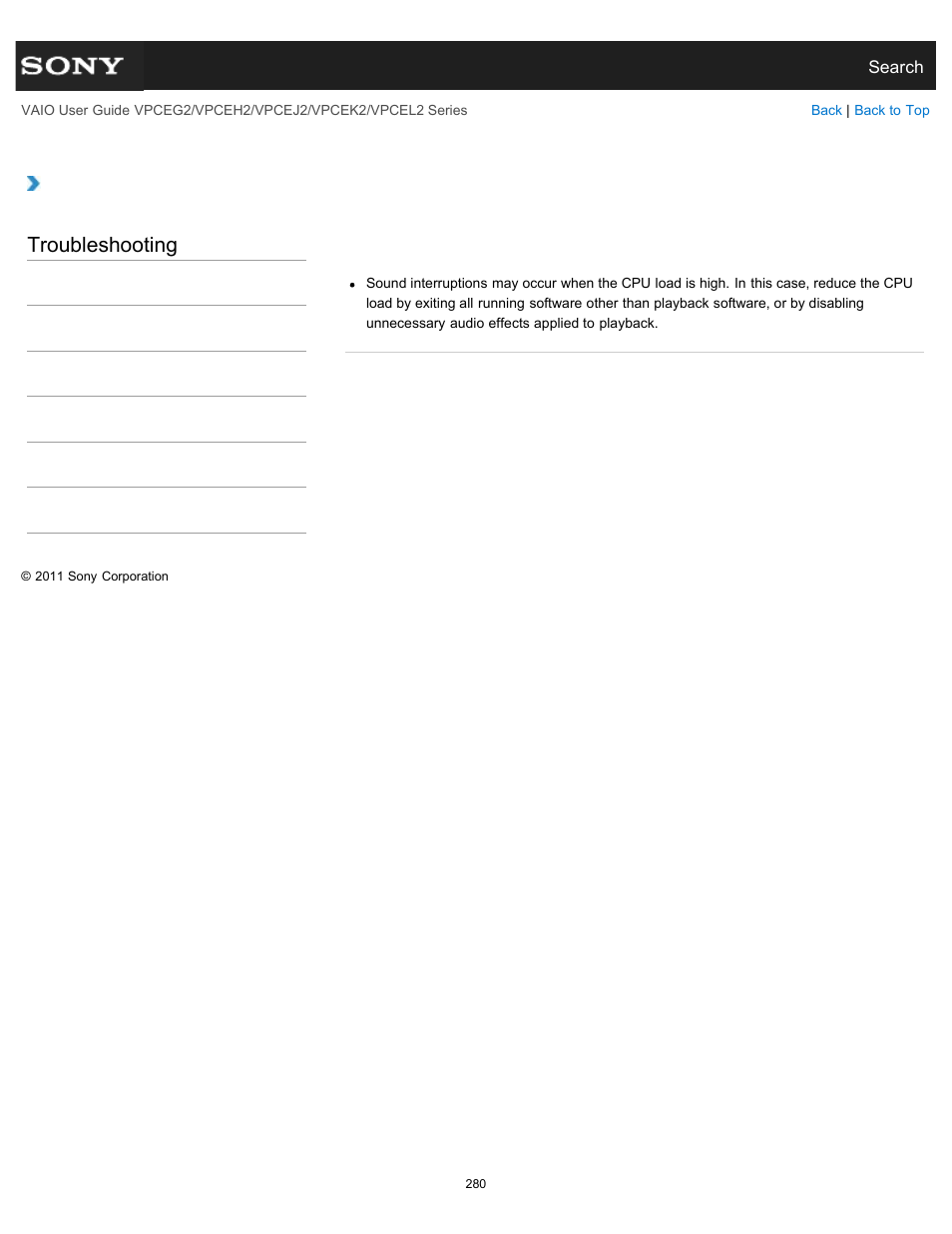 Troubleshooting | Sony VPCEL2 Series User Manual | Page 280 / 360