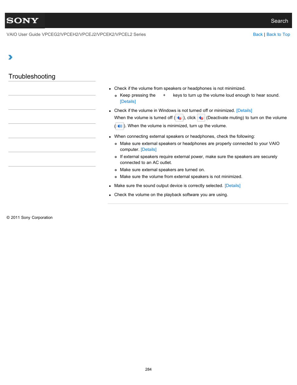 Troubleshooting | Sony VPCEL2 Series User Manual | Page 284 / 360