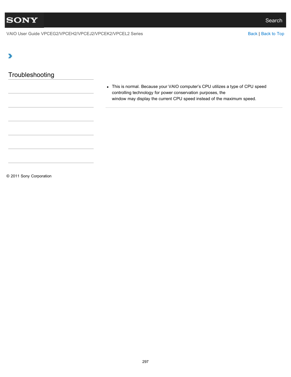 Maximum, Troubleshooting | Sony VPCEL2 Series User Manual | Page 297 / 360