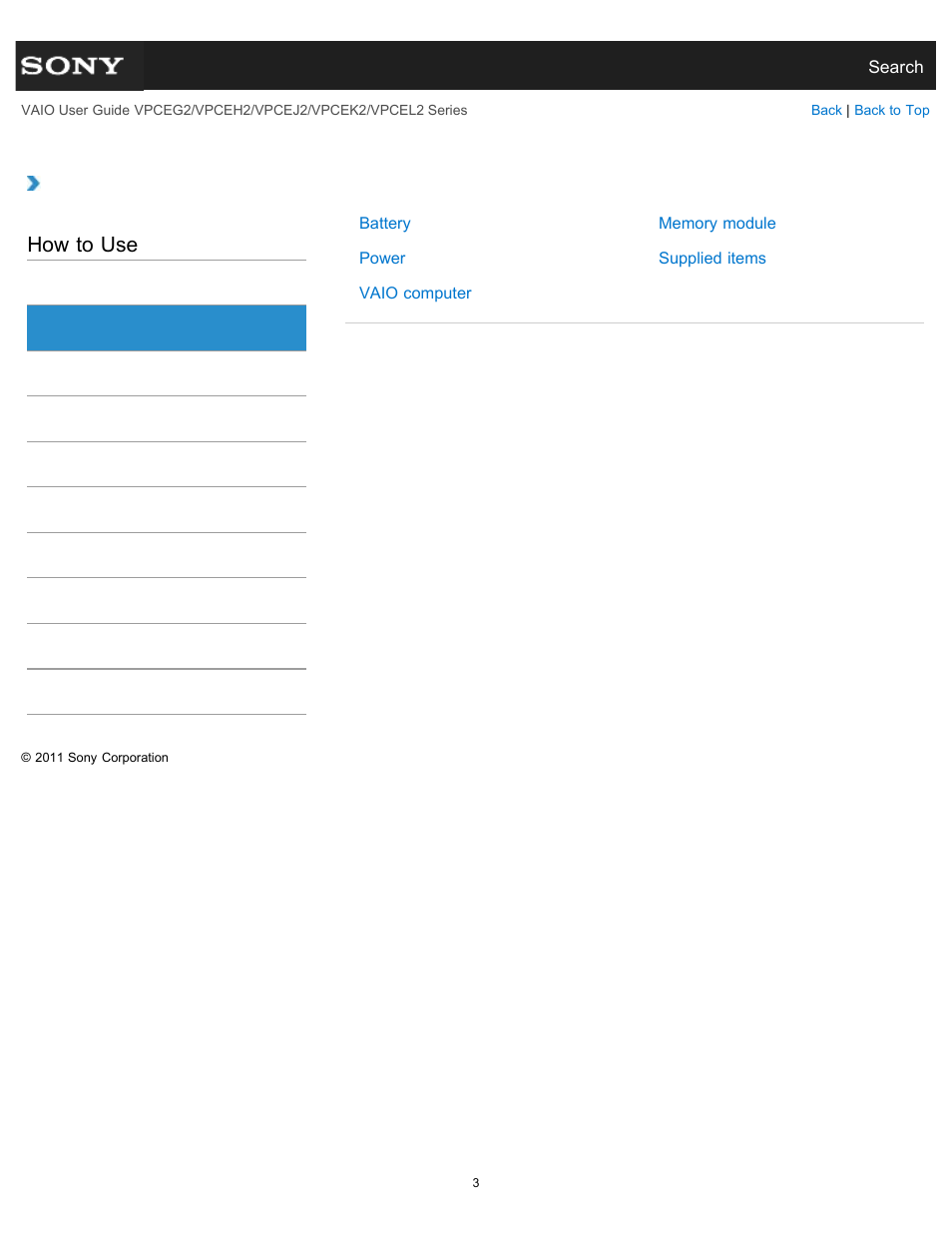 Setup, How to use | Sony VPCEL2 Series User Manual | Page 3 / 360