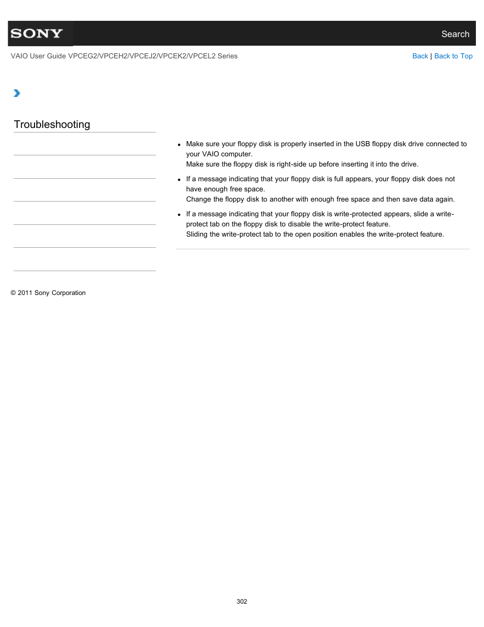 Troubleshooting | Sony VPCEL2 Series User Manual | Page 302 / 360