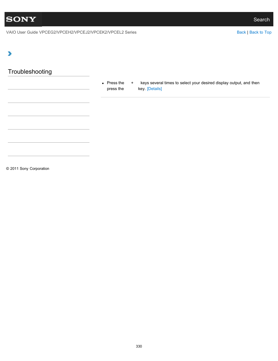 Screen, Troubleshooting | Sony VPCEL2 Series User Manual | Page 330 / 360