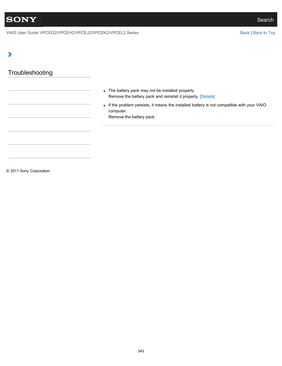 Troubleshooting | Sony VPCEL2 Series User Manual | Page 343 / 360