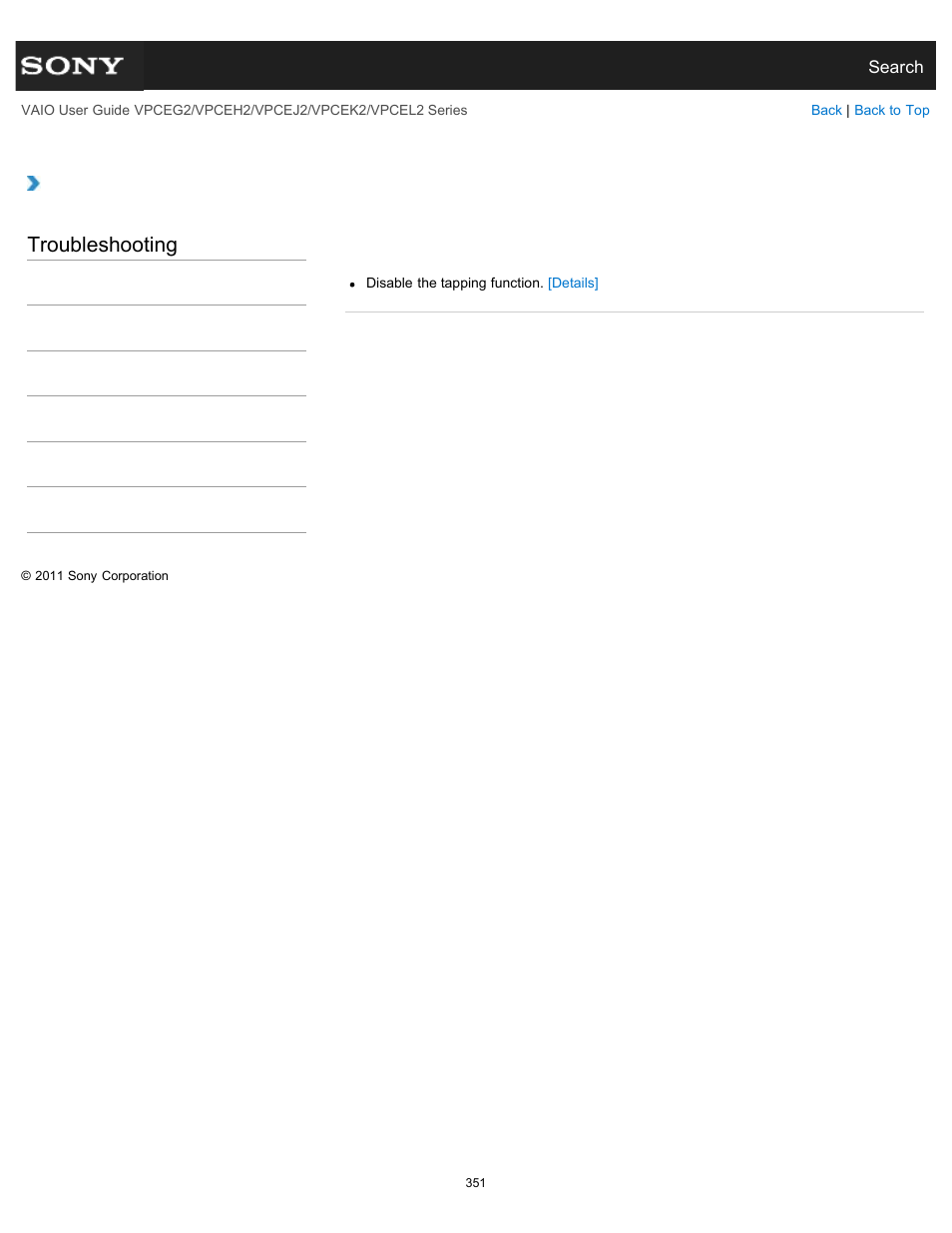 Troubleshooting | Sony VPCEL2 Series User Manual | Page 351 / 360
