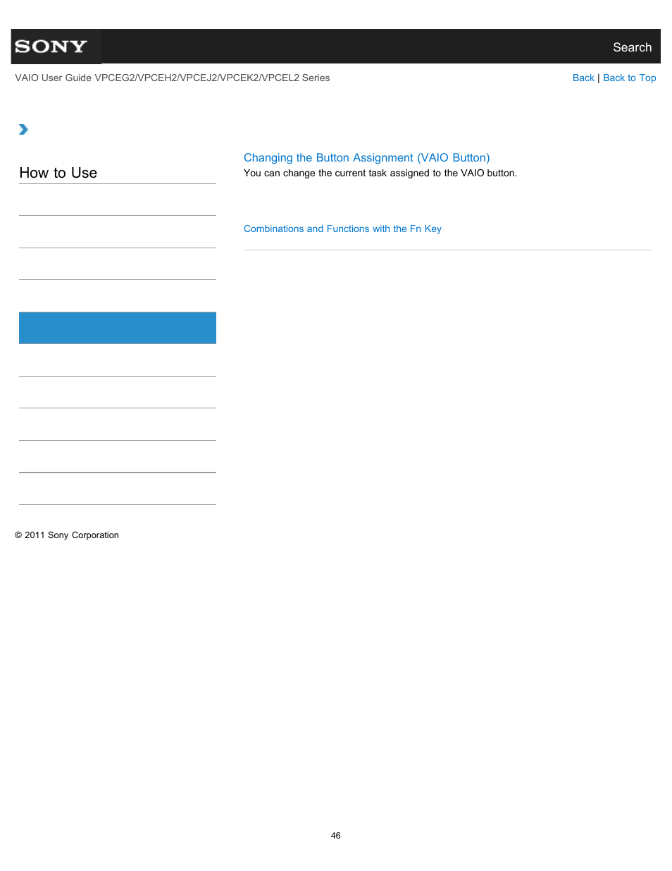 Keyboard, How to use | Sony VPCEL2 Series User Manual | Page 46 / 360