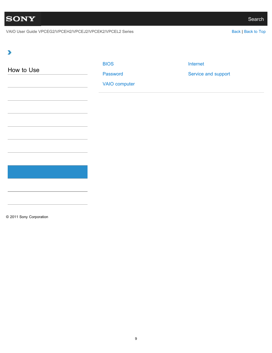 Security, How to use | Sony VPCEL2 Series User Manual | Page 9 / 360