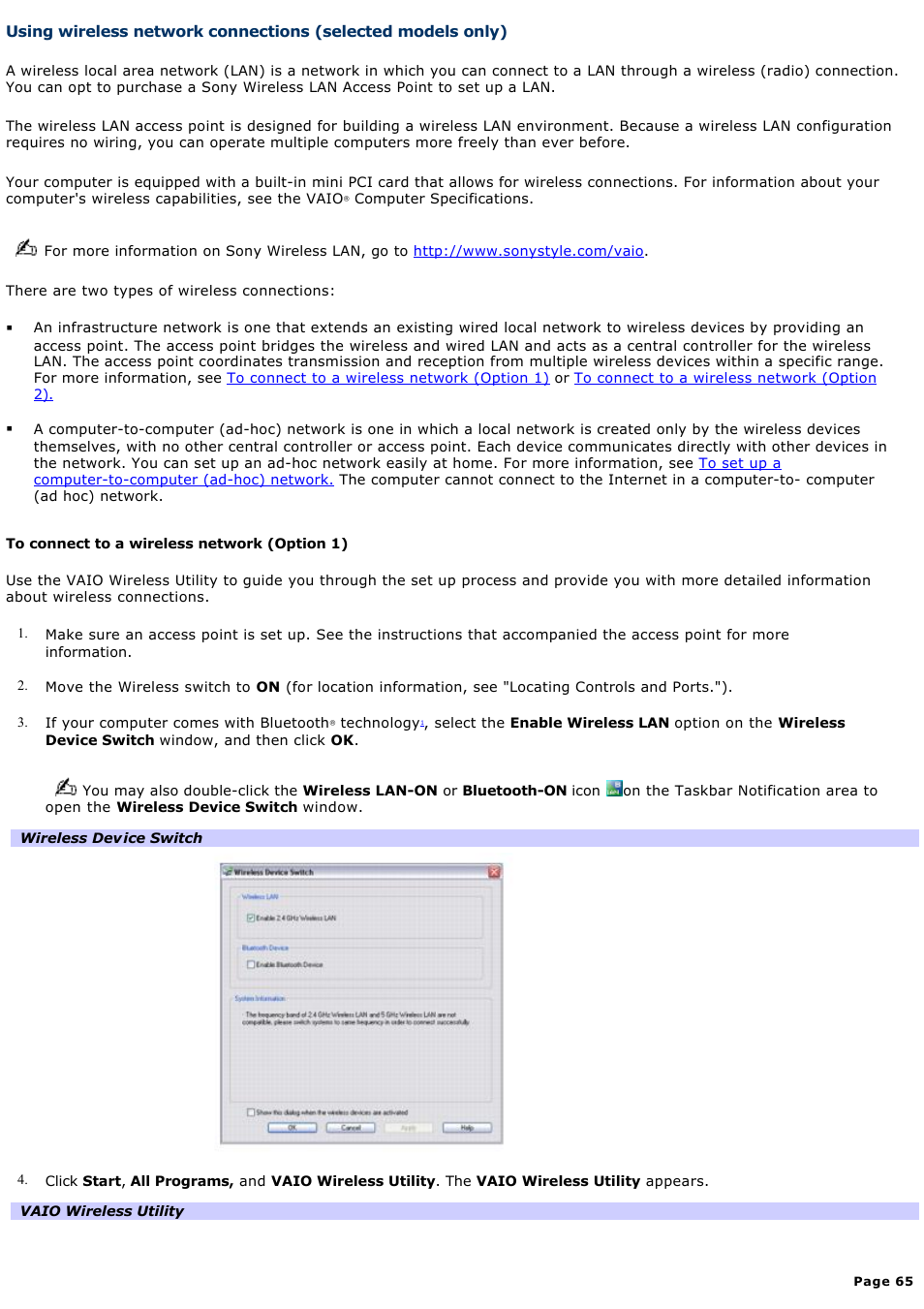 Sony VGN-S260P User Manual | Page 65 / 220