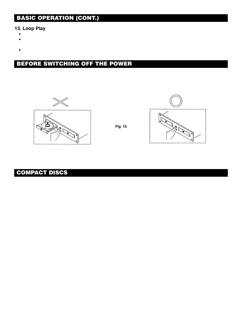 Before switching off the power compact discs, Basic operation (cont.) | American Audio DCD-PRO200 User Manual | Page 13 / 14